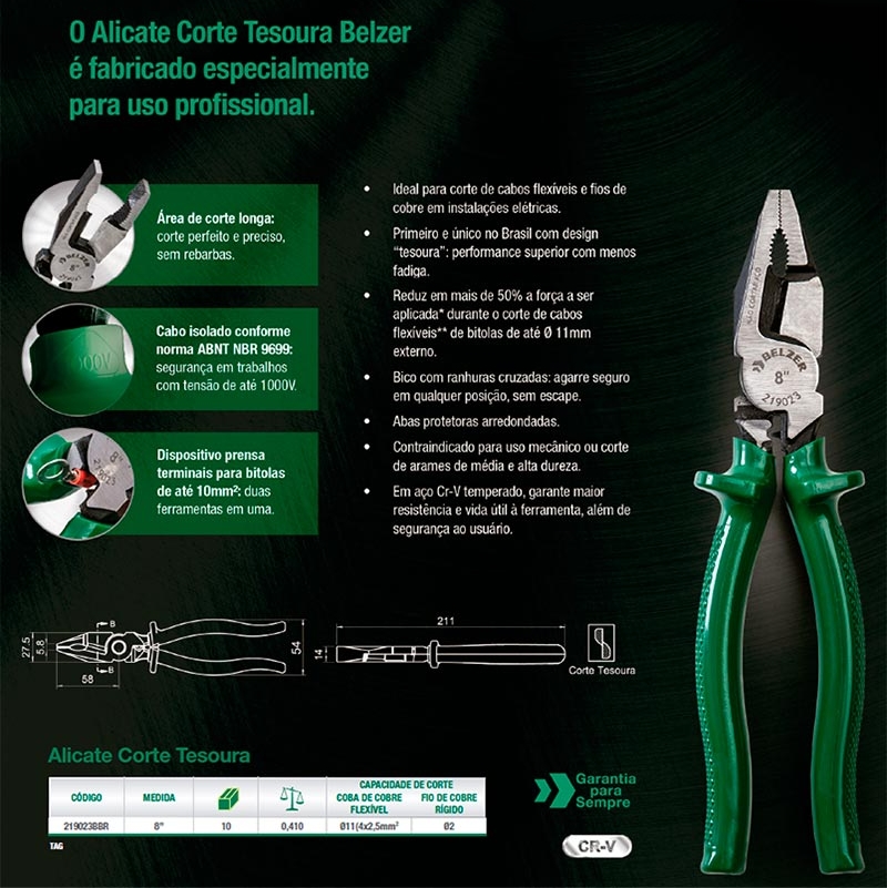alicate corte tesoura belzer