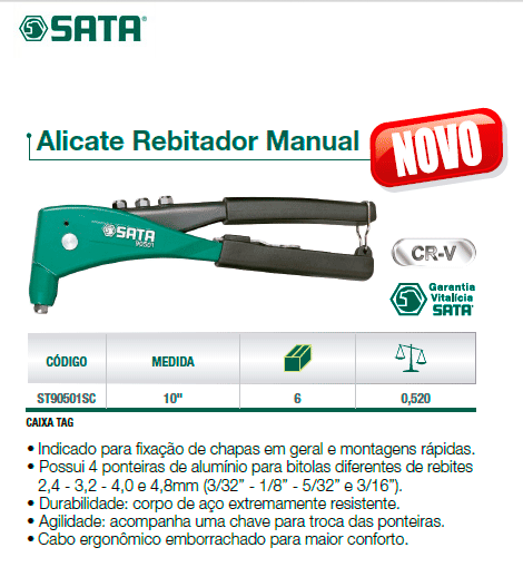 Alicate rebitador manual - SATA