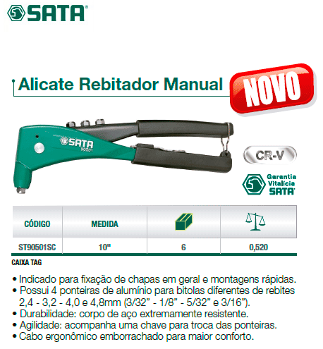 Alicate rebitador manual SATA
