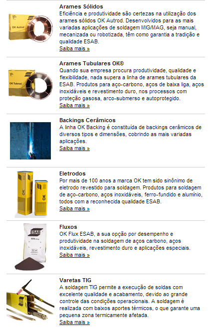 Eletrodos - consumíveis esab