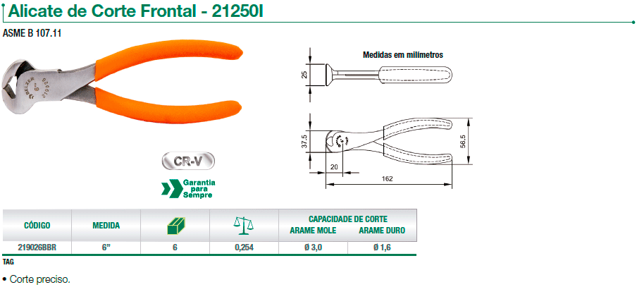 alicate de corte frontal belzer