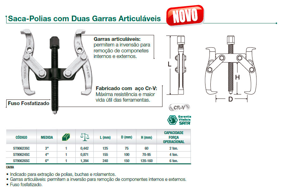 Saca polia com duas garras articuláveis - SATA