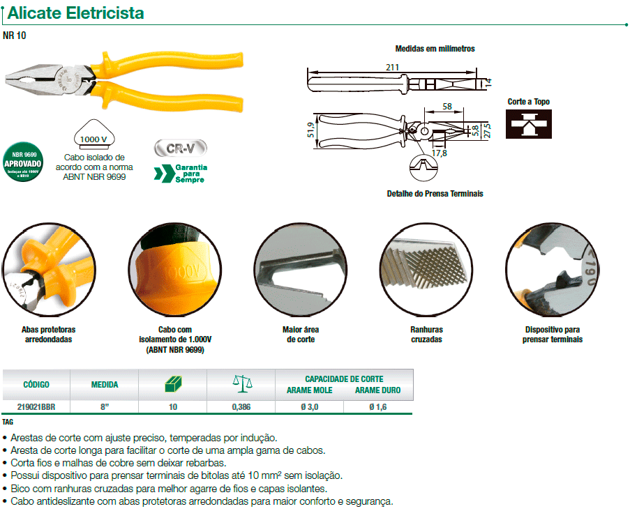 alicate eletricista belzer